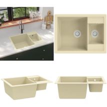 Vier de cuisine deux lavabos trou de trop-plein Beige Granit - évier de cuisine - éviers de cuisine - Home & Living - Beige