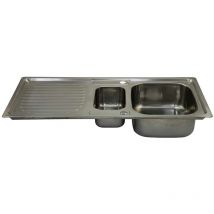 Vier de Cuisine en Acier inoxydable Réversible 1 Cuve et Demie105 x 18 x 50 cm Finition Polie - Installation Rapide & Facile [Kit Evacuation Eau