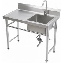 Gojoy - vier de cuisine en acier inoxydable, évier autoportant cuisine 1 bassin droit 100x60x93cm lavabo multifonction évier pour extérieur,