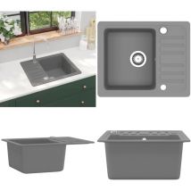 Vidaxl - vier de cuisine en granit Bac unique Gris - évier de cuisine - éviers de cuisine - Home & Living - Gris