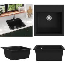 Vidaxl - vier de cuisine en granit Bac unique Noir - évier de cuisine - éviers de cuisine - Home & Living - Noir