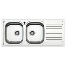 Lavello incasso cucina acciaio 116x50 cm due vasche e gocciolatoio destro
