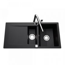 Js Schock - vier de cuisine Cristalite epure avec vide sauce - l 1000 x l 500 x p 181 mm - sous-meuble 60 cm - Nero