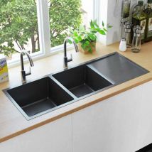 Torana - vier de cuisine fait à la main Noir Acier inoxydable