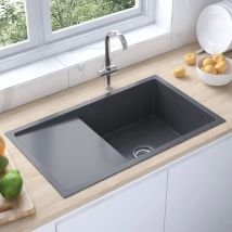 Évier De Cuisine, Fait Main Bac Évier Équipement De Cuisine, Noir Acier Inoxydable Oib7689e