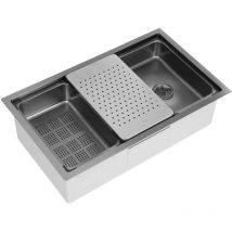Gojoy - vier De Cuisine Moderne Évier En Acier Inoxydable Évier De Cuisine Encastré à Angle Droit avec panier d'égouttage 7645.822cm