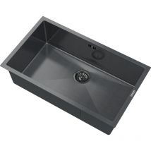Granitan - vier en acier grand bac sous plan simple bac noir BARI74