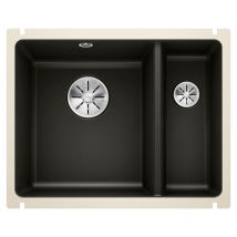 Vier en céramique Subline 350/150-U - Sous-meuble de 60 cm - 567 x 456 x 185/130 mm - Noir - Vidage manuel Blanco