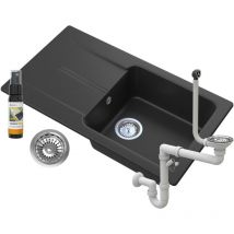 Granitan - vier en granit avec égouttoir siphon noir tasos