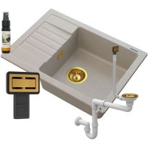 Évier En Granit Beige Argos + Siphon Square Gold
