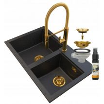 Granitan - vier en granit doré siphon doré robinet mitigeur hector