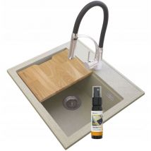Granitan - vier en granit foxal beige + robinetterie nexo chrome
