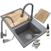 Granitan - Evier en granit gris hector siphon chrome bat snake 85111894