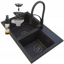 Granitan - vier en granit noir robinet siphon hector noir