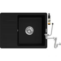 Granitan - vier en granit siphon monocuve ensemble chromé évier paros