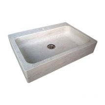 Comptoir Des Pierres - Evier en pierre 1 bac Aigues - 110 x 60 x 15 - Charmot Clair Adouci