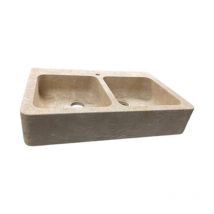 Evier en pierre Bonnieux 2 bacs - 100 x 60 x 15 - Charmot Clair Adouci Comptoir Des Pierres