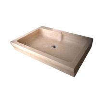 Comptoir Des Pierres - Evier en pierre Castellane 1 bac - 110 x 65 x 15 - Charmot Clair Adouci