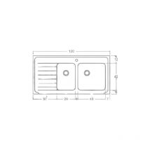 Evier en pierre Citeaux 2 bacs - 120 x 60 x 15 - Charmot Doré Adouci Comptoir Des Pierres