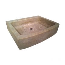 Comptoir Des Pierres - Evier en pierre Mougins 1 bac - 90 x 65 x 15 - Charmot Clair Adouci