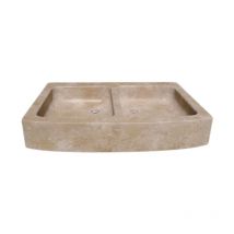 Evier en pierre Mougins 2 bac - 100 x 65 x 15 - Charmot Clair Adouci Comptoir Des Pierres