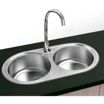Gresinex - Evier encastré 84 x 44 Paris - 2 cuves - Inox