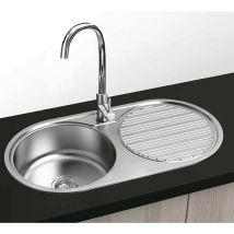 Gresinex - London Évier encastré rond - 1 cuve 1 égouttoir 84x44 - Acier inoxydable