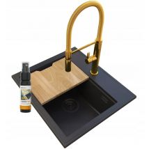 Granitan - vier granit foxal noir + mitigeur haut or