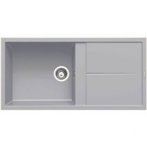 Luisina - Evier granit gris métal maestoso 1 grand bac 1 égouttoir