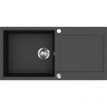 Helika - Evier granit noir tesis 1 grand bac - 1 égouttoir