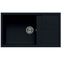Elleci - Evier granit noir Luisina maestoso 1 grand bac 1 petit égouttoir