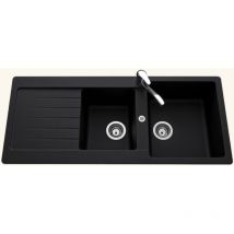 Schock - vier granit noir ledis 2 bacs 1 égouttoir