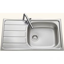 Luisina - vier inox lisse rock 1 grand bac 1 petit égouttoir