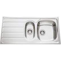 JS - vier de cuisine Inox lisse Montebello avec vide sauce - l 1000 x l 500 x p 160 mm - sous-meuble de 60 cm - Aquatop
