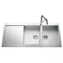 Vier de cuisine Inox lisse roma plus 2 bacs - l 1160 x l 520 x p 190 mm - sous-meuble de 80 cm