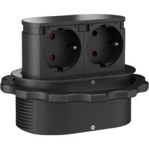 Prise plan de travail PIXEL - Double prise rétractable noir