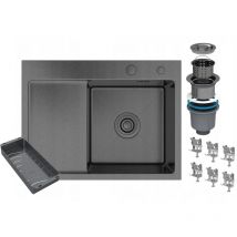 Laveo - vier monocuve en acier avec égouttoir noir BARI58P basket set