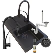 Granitan - vier noir en granit tasos + mitigeur nexo + siphon