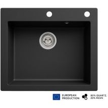Dusine - Evier Rectangulaire Noito Noir En Granit Premium - 1 Bac Sans Égouttoir Et Vidage Inclus