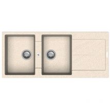 Toscohome - Evier réversible en quartz 116x50 cm avec 2 cuves et égouttoir couleur avoine - Enigma D200