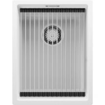 Primagran - vier Sous-Plan en Granit 36x47 cm Lavabo Cuisine 1 Bac + Kit de Vidage, Évier au meuble 40cm Évier de Blanc