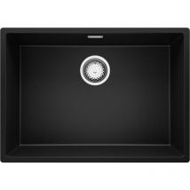 Primagran - Evier Cuisine en Granit 66x47 cm Lavabo 1 bac + Siphon Classique, Évier sous plan de Noir