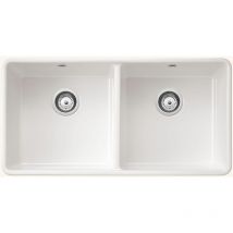 Vier timbre d'office céramique blanc Sanindusa farmhouse 2 bacs 895x460