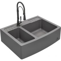 Chambord - vier timbre d'office granit gris dilmo 2 bacs - sans trop plein