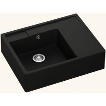 Évier timbre d'office granit noir Kümbad EWEN 1 bac 1 égouttoir à droite