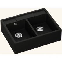 Évier timbre d'office granit noir Kümbad EWEN 2 bacs