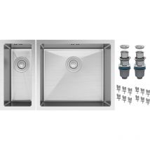 Granitan - vier un bac et demi en acier ensemble de 2 pcs chrome BARI2249