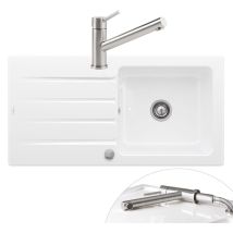 Evier villeroy et boch Architectura 60 vidage auto + Robinet de cuisine Como Window Acier Massif