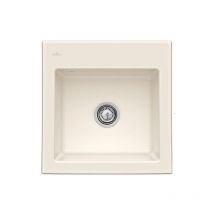 Evier VILLEROY ET BOCH Subway 50 S 52,5 x 51 cm sans egouttoir Creme CeramicPlus avec vidage automatique