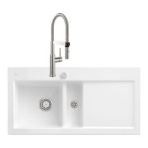Villeroy&boch - Evier villeroy et boch Subway Pure 60 égouttoir à droite vidage auto + Robinet de cuisine Steel Expert 2.0 Acier Massif